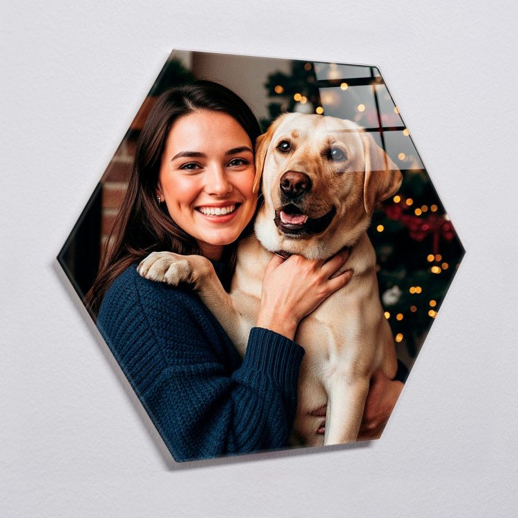Glass Photo Tile 6.9x8 Hexagon custom gift for Xmas 25