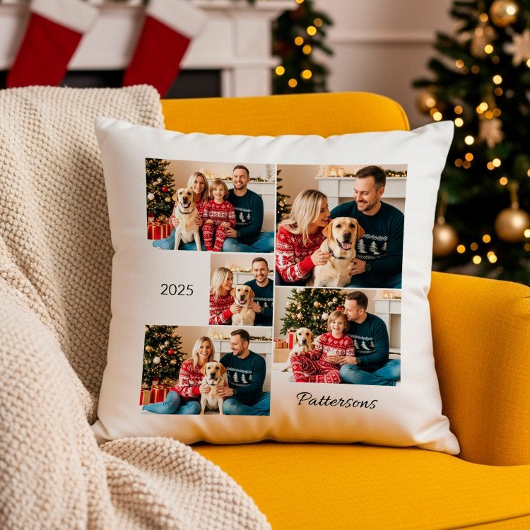 5 Photo Collage Square Pillow Cover custom gift for Xmas 25