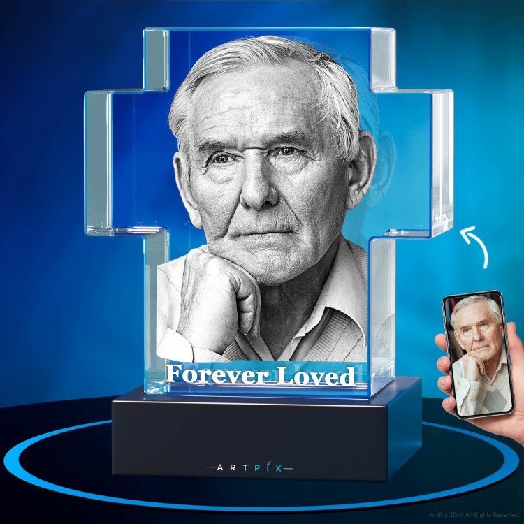 3D Cross Memorial Keepsake with photo inside