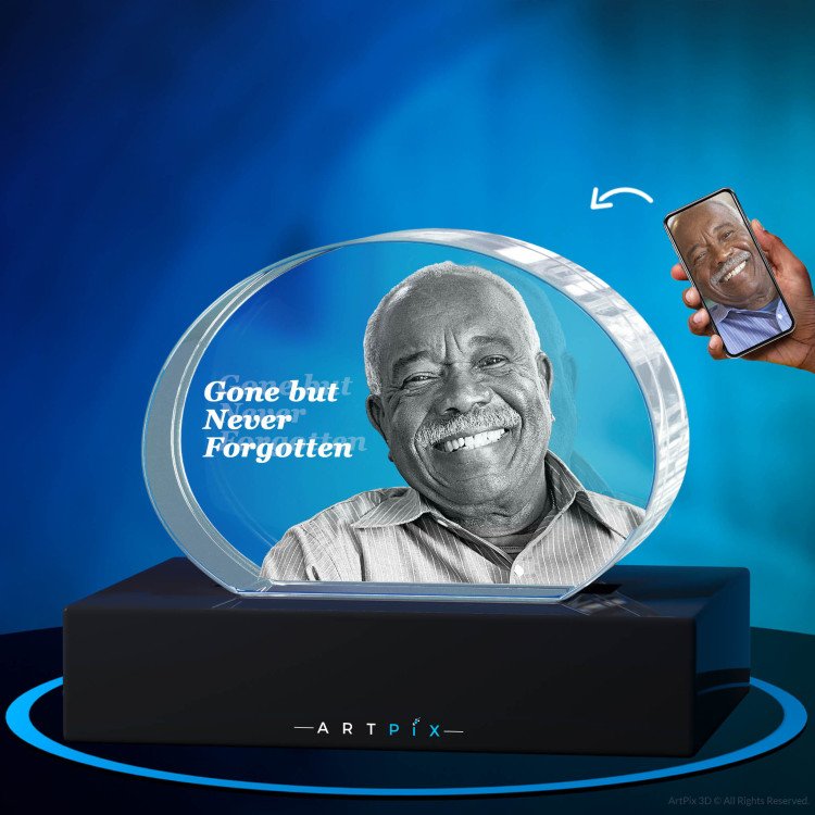 3D Sunset Memorial Keepsake in Landscape with photo inside