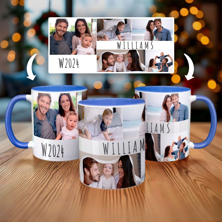 5 Photo Collage Mug with Color Handle