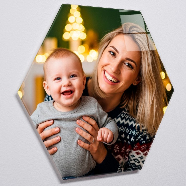 Glass Photo Tile 8.6x10 Hexagon custom gift for Xmas 25