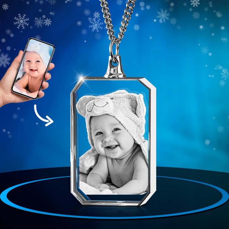 Necklace Rectangle 3D Christmas Gift Idea for 2025